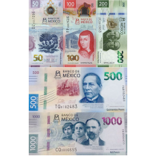(115) ** PNew (PN138-PN142) Mexico - 50-1000 Pesos (2025 Comm) (5 Notes)
